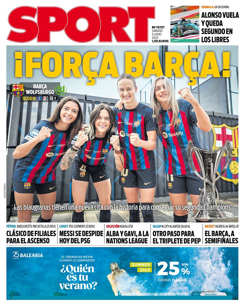 La portada de SPORT el 3 de junio