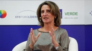 La ministra para la Transicion Ecologica en funciones  Teresa Ribera  en el Foro Líderes de la Agencia EFE.