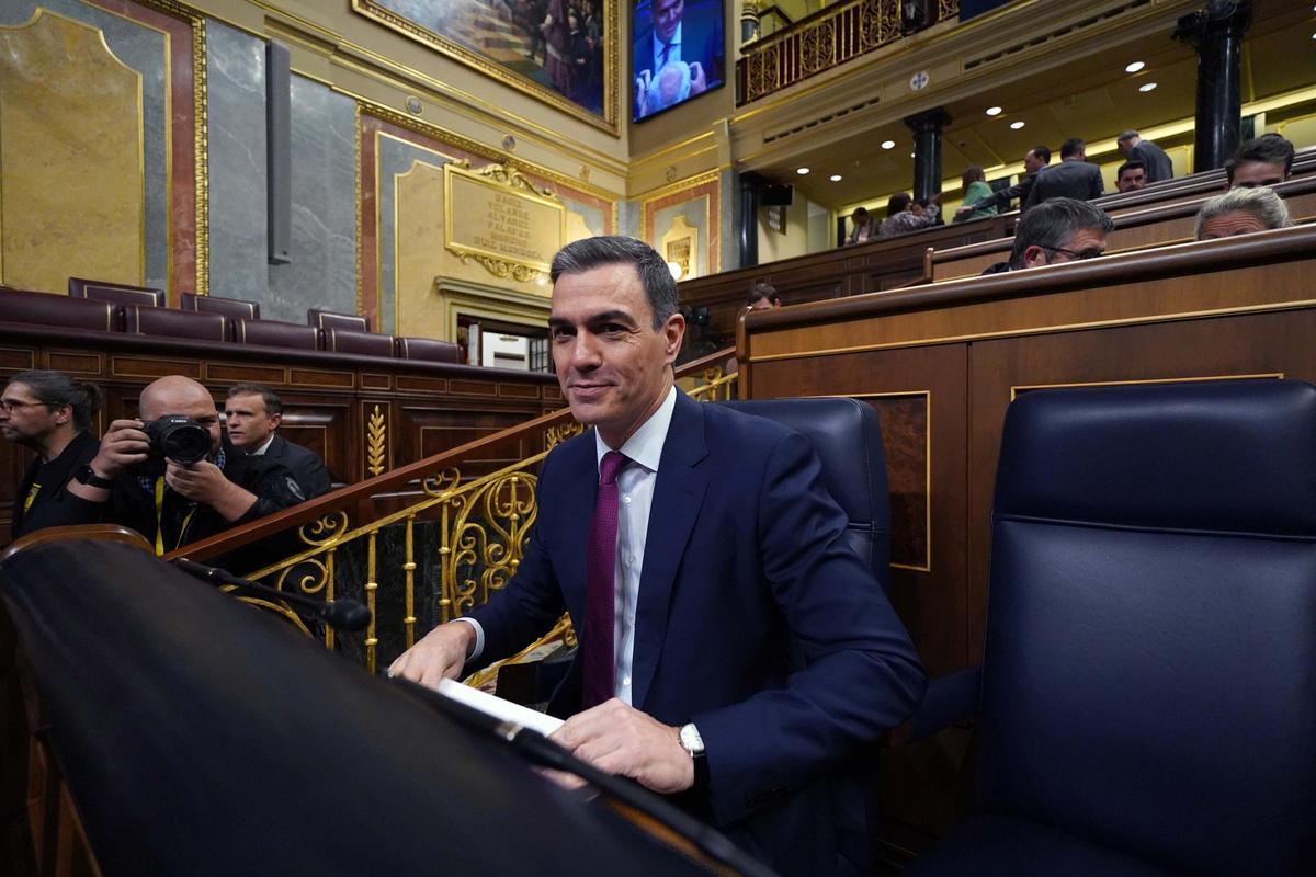 El presidente del Gobierno, Pedro Sánchez, durante la sesión de control en el Congreso el pasado miércoles.