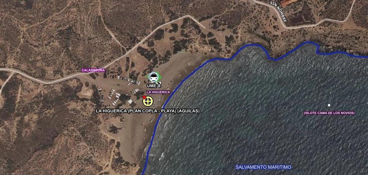 Mapa cenital del 112 para ilustrar la zona del suceso.