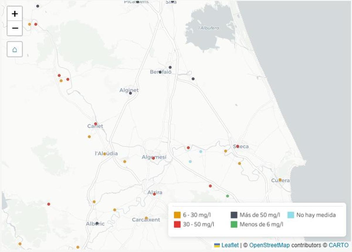El Mapa del Agua Contaminada por Nitratos es un visor creado por Greenpeace.