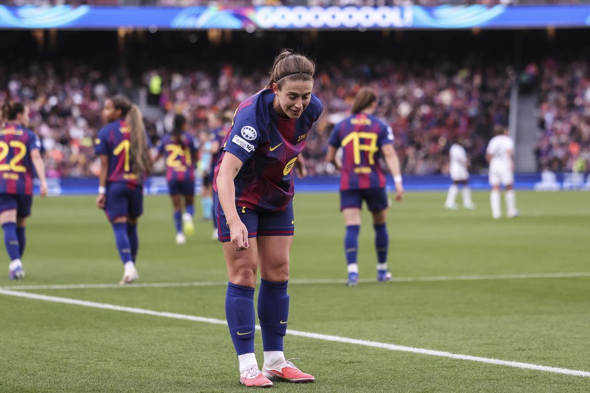 Alexia Putellas Segura of FC Barcelona celebrates a goal during the UEFA Women’s Champions League 2025/26 Quarter-finals second Leg, football match played between FC Barcelona and Real Madrid CF at Spotify Camp Nou stadium on April 02, 2026 in Barcelona, Spain. AFP7 02/04/2026 ONLY FOR USE IN SPAIN