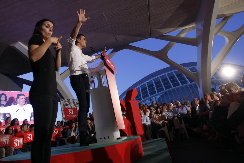 Mitin de Pedro Sánchez en l'Umbracle