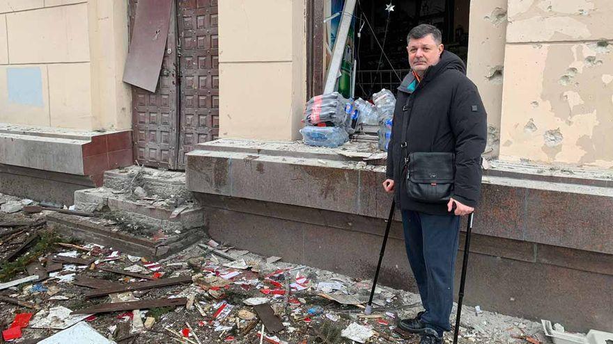 Ismail Ignatiev, propietario de una tienda destruida junto a la plaza de la Libertad de Jarkov.