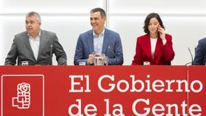 Pedro Sánchez, en la reunión de la Ejecutiva Federal que se ha celebrado este lunes en la sede socialista de Ferraz.