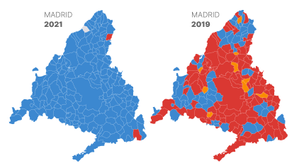 Així ha canviat el mapa electoral de la Comunitat de Madrid en només dos anys