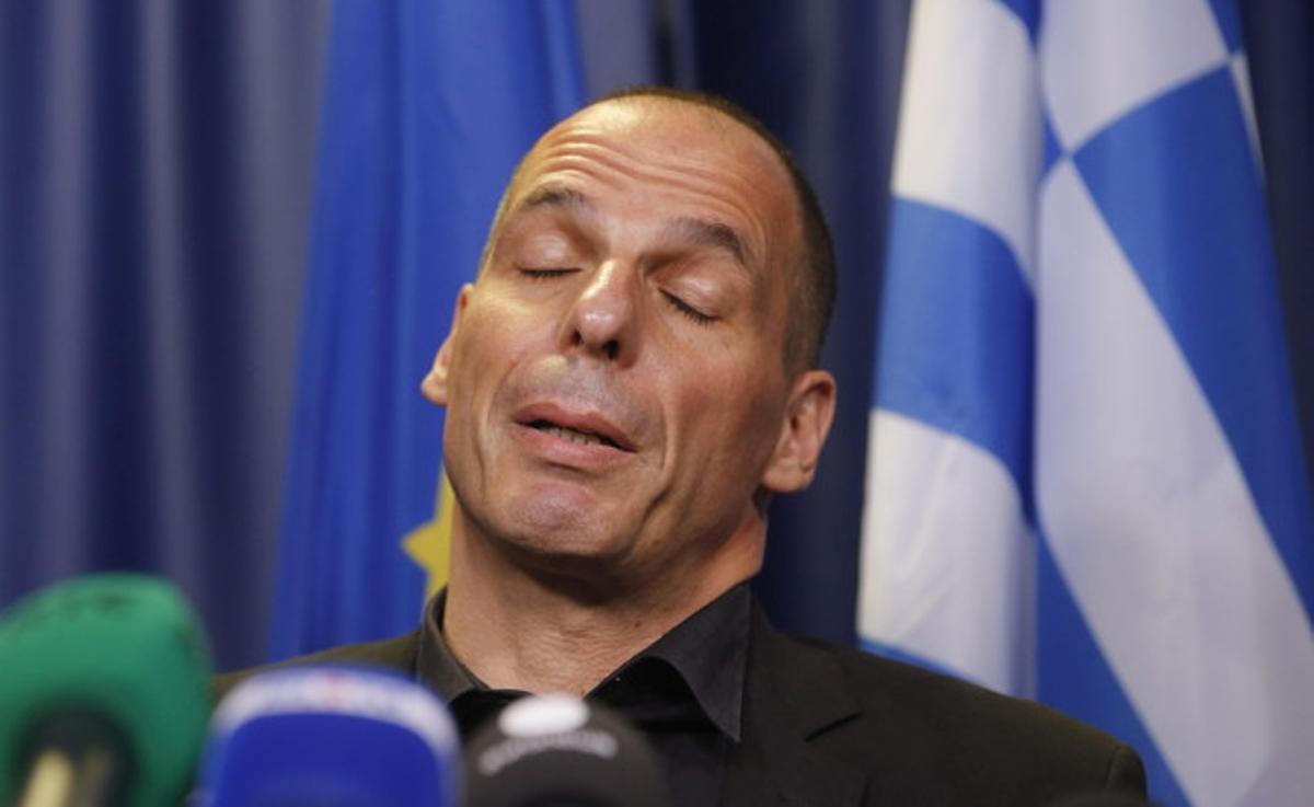 El ministre grec de Finances, Iannis Varufakis, a la roda de premsa d’aquest dissabte.
