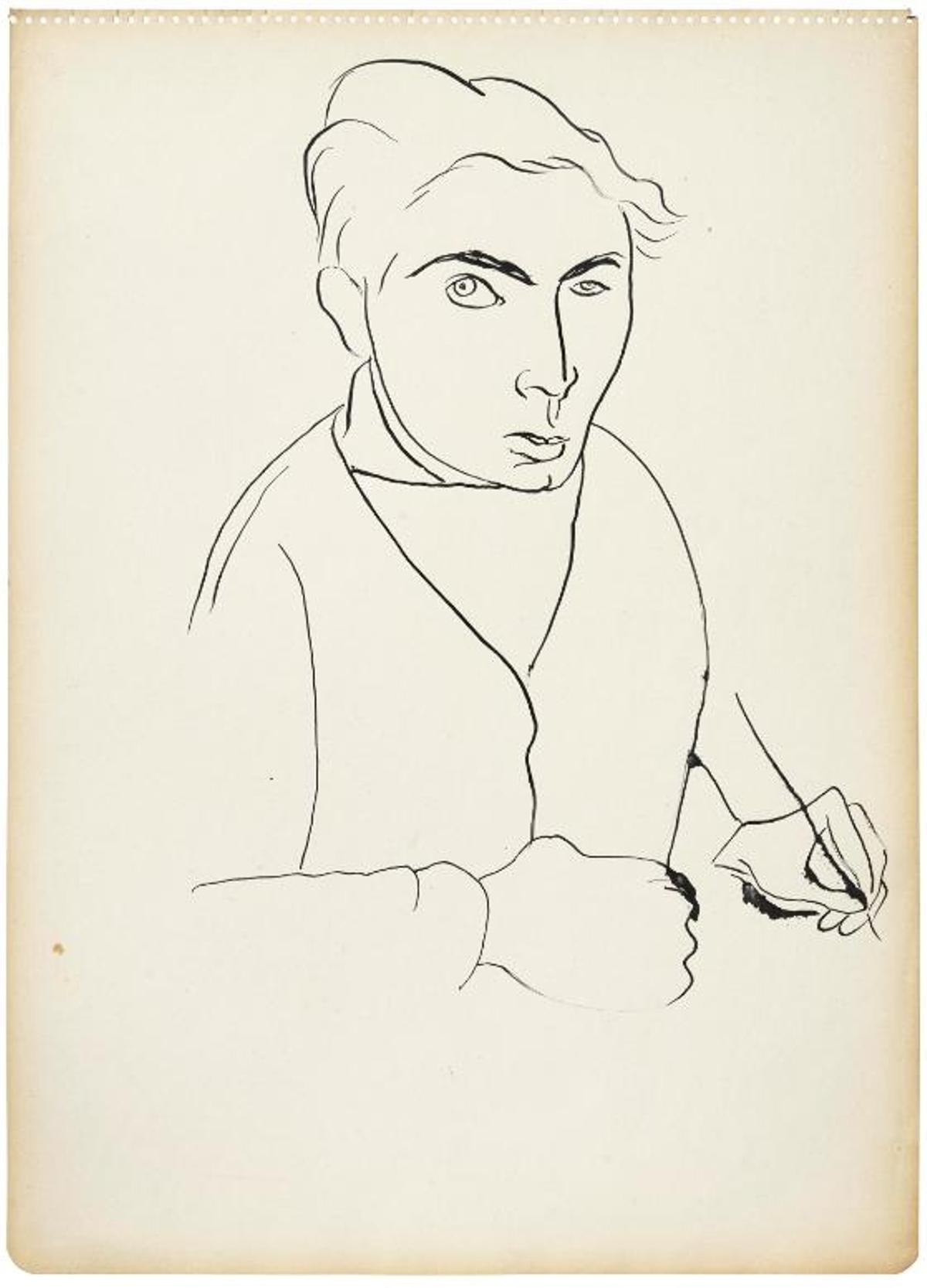 'Autorretrato' (1945) de Tàpies, una de las obras que abre la exposición.