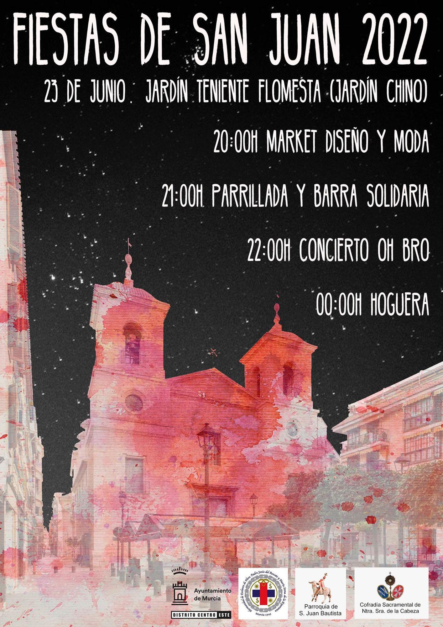 Cartel con la programación de las Fiestas de San Juan en Murcia