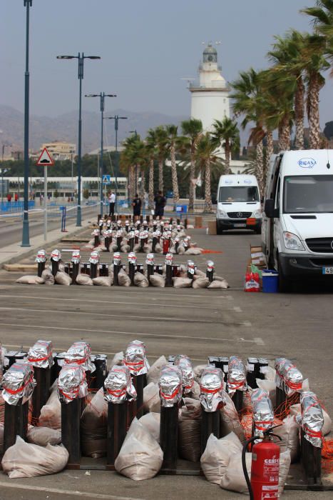 Preparativos de los fuegos artificiales