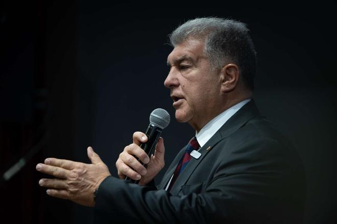 Joan Laporta, en un acto de este sábado en LHospitalet.
