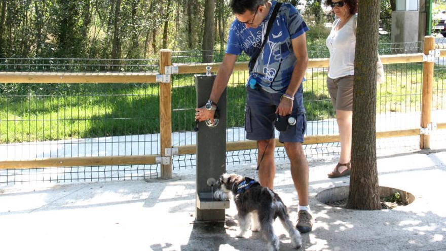 Un gos i els seus propietaris al Parc Caní de l&#039;Horta del Valira.