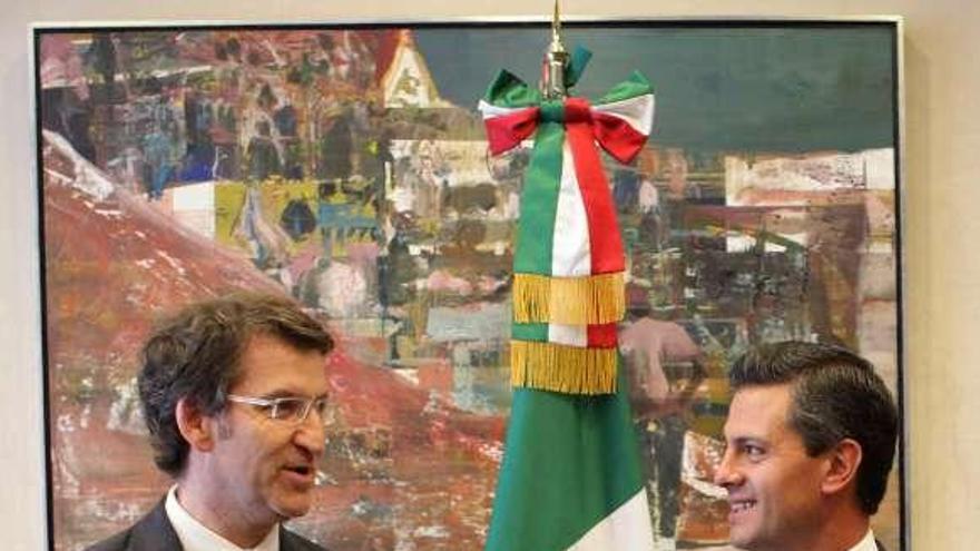 El presidente Núñez Feijóo, ayer, en la reunión con el presidente de México, Enrique Peña Nieto, en el Distrito Federal.  // Xunta