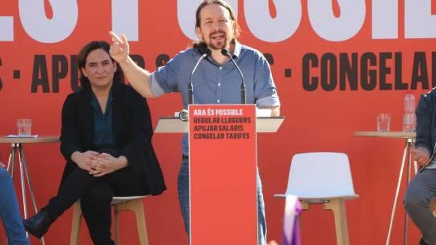 Iglesias, durant la seva intervenció a l&#039;acte a Barcelona