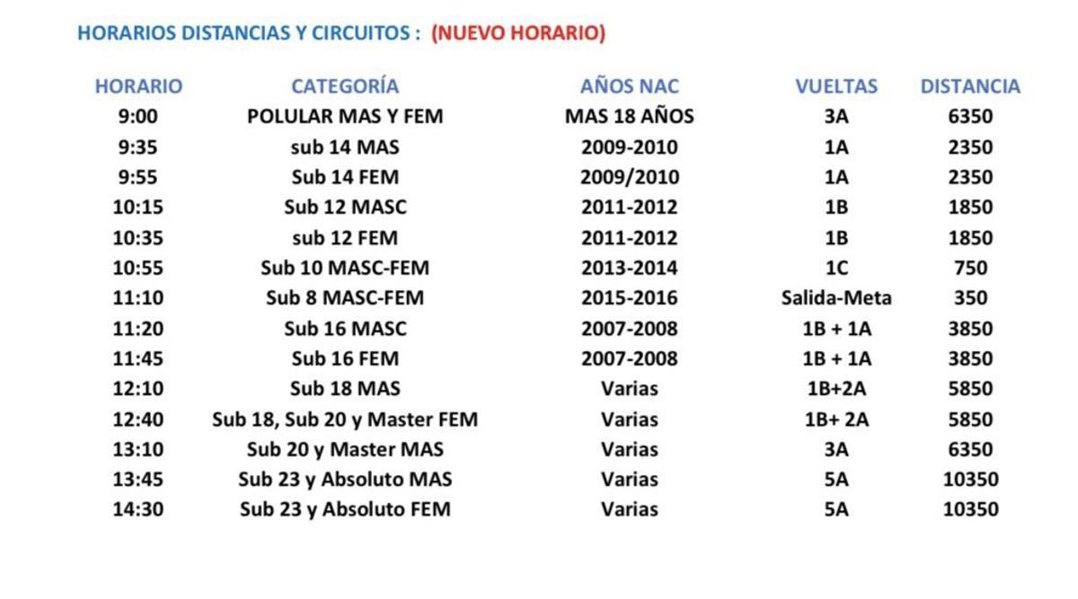 Calendario Campeonato Autonómico de cross