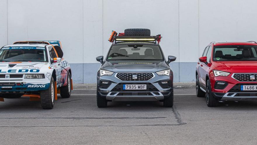 Tres idees per a tres conceptes. A l’esquerra el Seat Toledo Marathon, al seu costat el Ateca equipat pel desert i a la dreta el nou lliurament del Seat Ateca