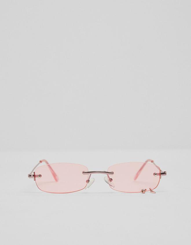 Gafa sin montura rosa, de Bershka