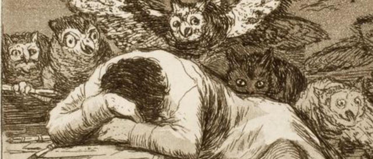Detalle de &quot;El sueño de la razón produce monstruos&quot; de Francisco de Goya