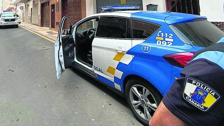 Dos patrullas de la Policía Local de Arona y una de la Guardia Civil actuaron ayer en El Fraile.