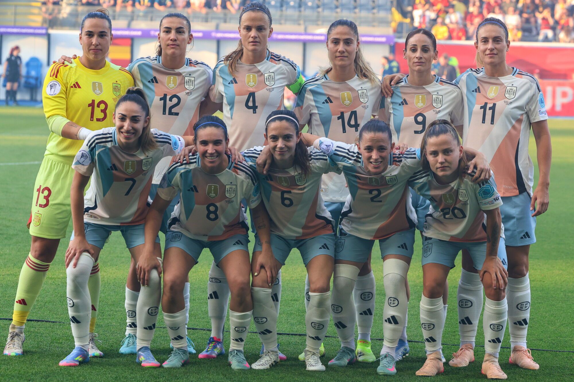 Leuven (Belgium), 30/05/2025.- Team Spain before the UEFA Women's Nations League match between Belgium and Spain in Leuven, Belgium, 30 May 2025. (Bélgica, España) EFE/EPA/OLIVIER MATTHYS