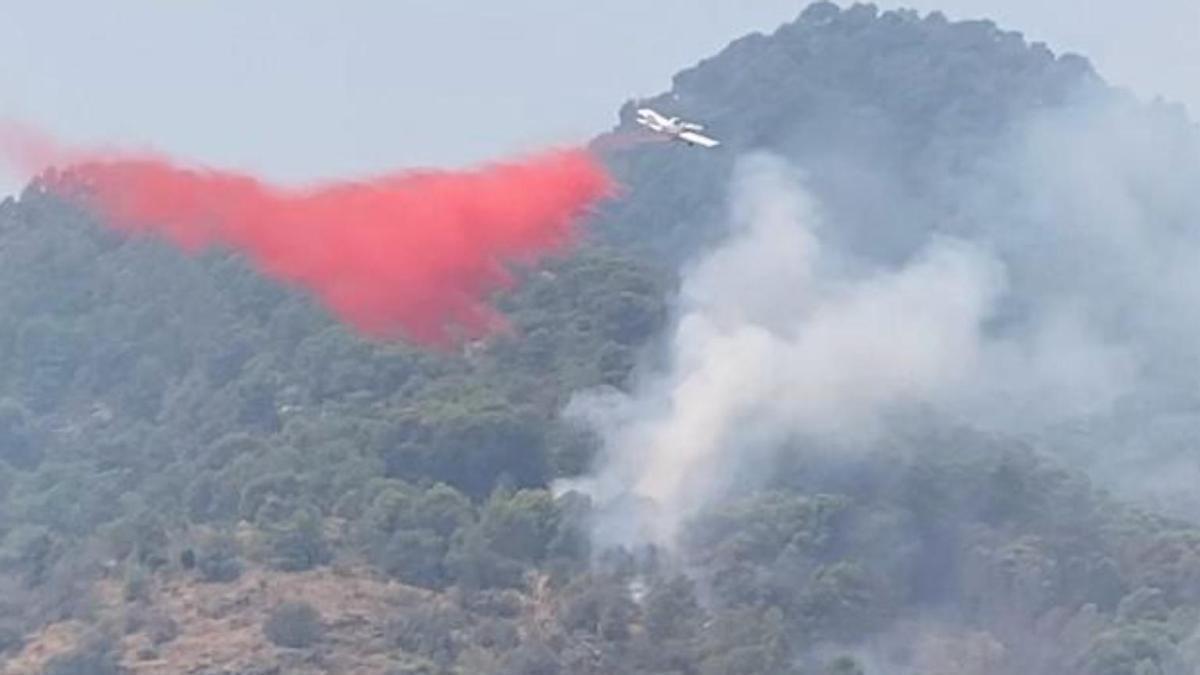 Un incendio forestal en Benifairó de les Valls, este domingo.