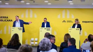 Junqueras, Godàs y Solà en el debate de candidatos a liderar ERC.