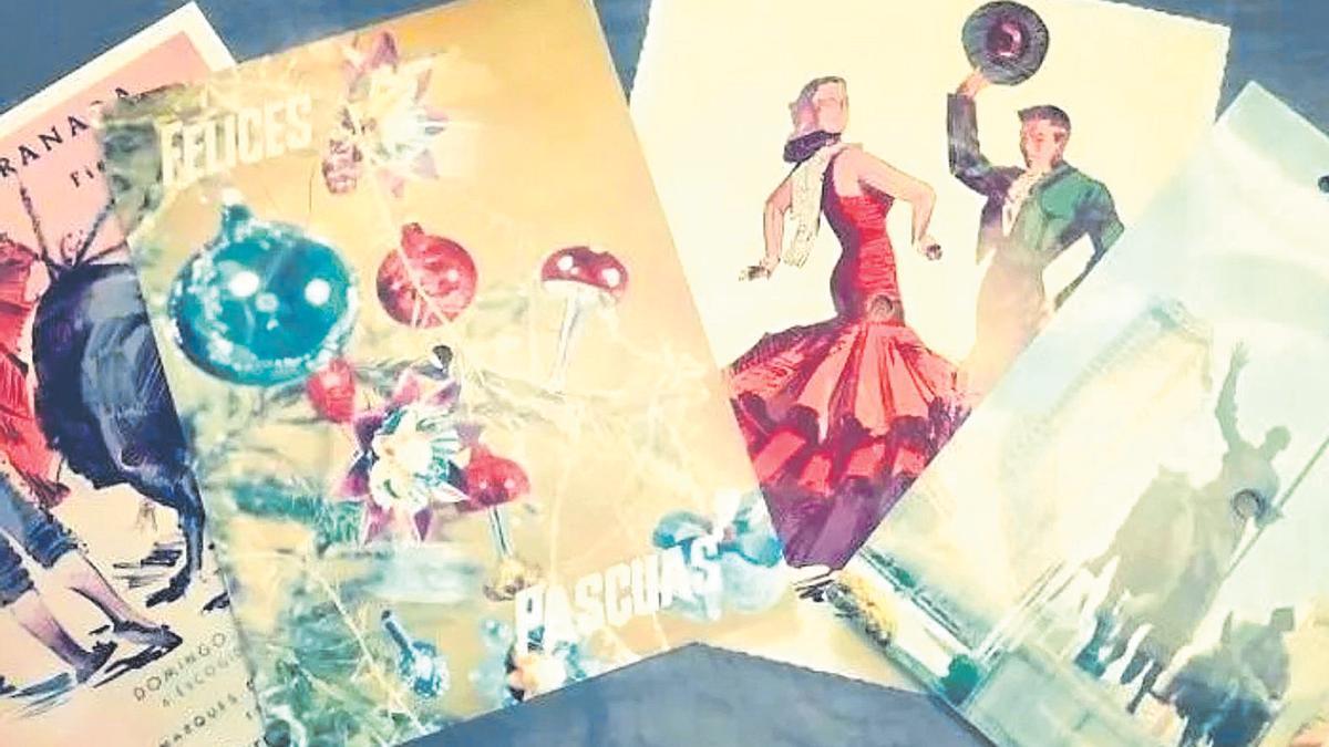 Algunas de las postales sonoras que atesora la Biblioteca Nacional de España.