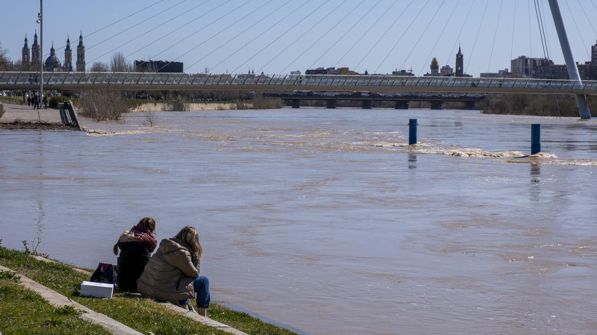 La crecida del Ebro a su paso por Zaragoza, en imágenes