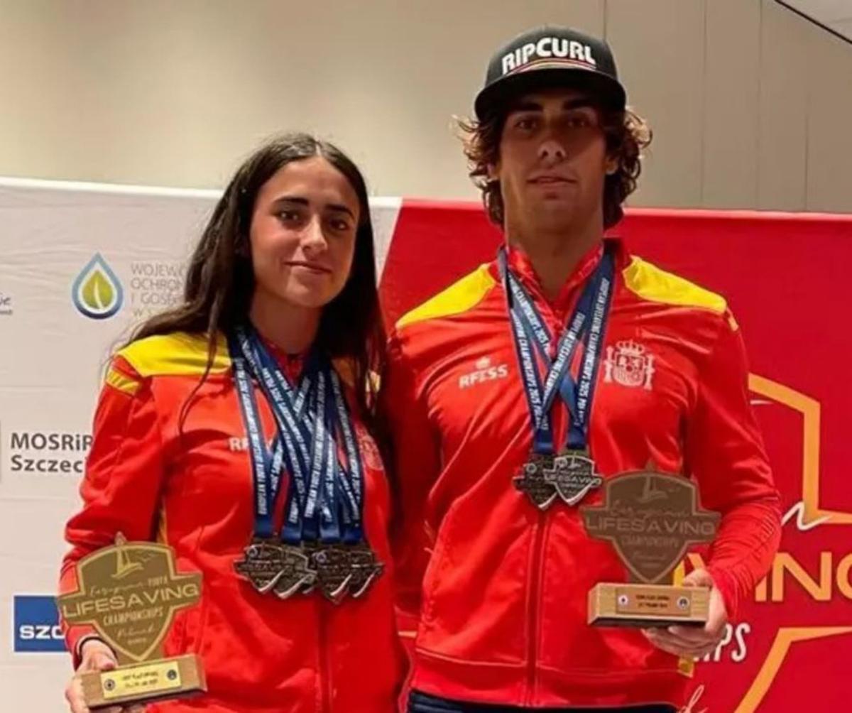 Ana Bailón y Marcos Antón, juntos con sus premios en Polonia. | CD SALVEMENTO DRAGONES