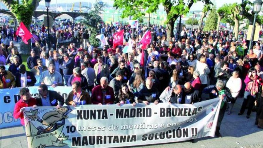 Un aspecto de la manifestación, en la Alameda de Marín, antes de su salida.  // Santos Álvarez