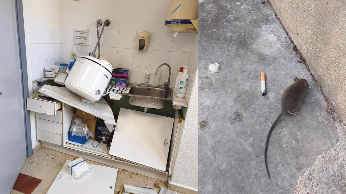 Imágenes del centro de salud de s'Escorxador, en el que se pueden ver las malas condiciones de las instalaciones.