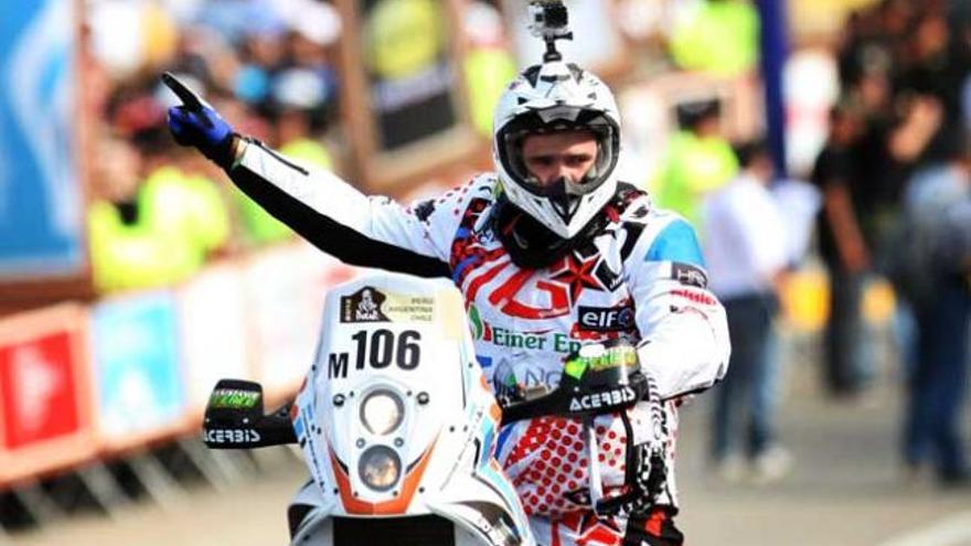 Thomas Bourgin, en el arranque del Dakar.