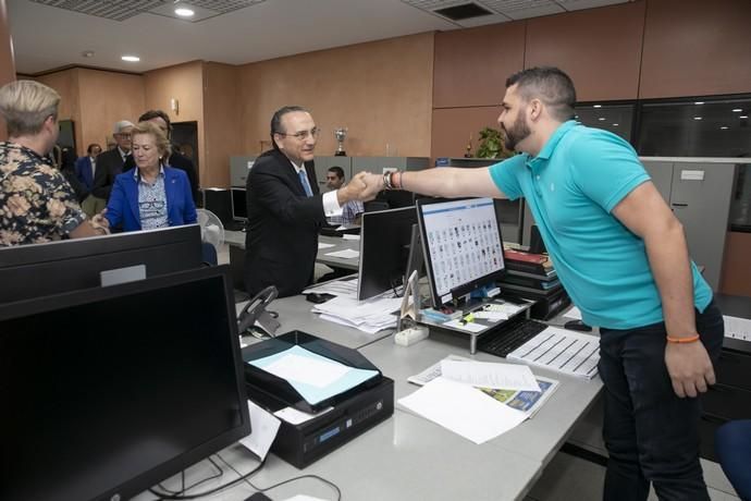 03.10.19. Las Palmas de Gran Canaria. Visita de F. Javier Moll de Miguel, presidente del Grupo Prensa Iberica,  a la redacción e instalaciones de La Provincia . Foto Quique Curbelo  | 03/10/2019 | Fotógrafo: Quique Curbelo