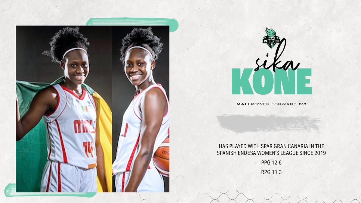 Cartel con el que las New York Liberty presentan a Sika Koné