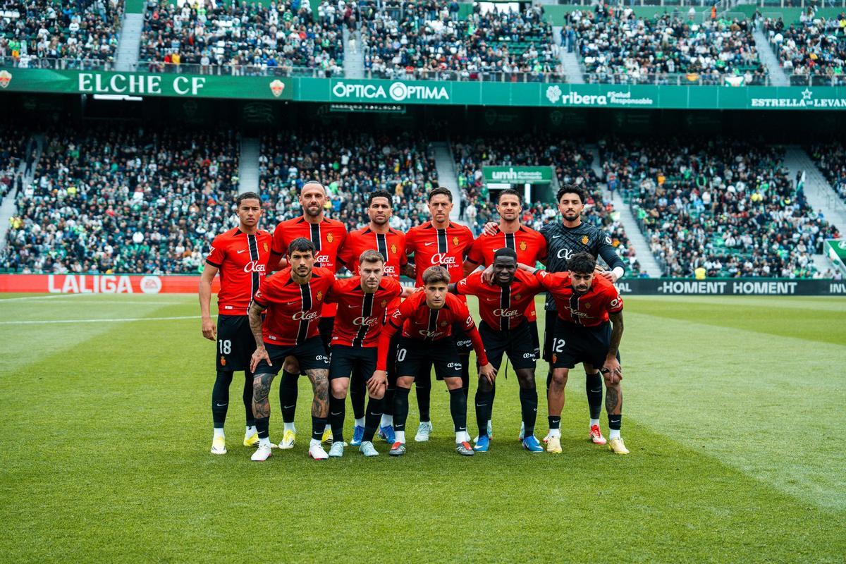 Once del Mallorca en el partido de este sábado frente al Elche en el Martínez Valero.