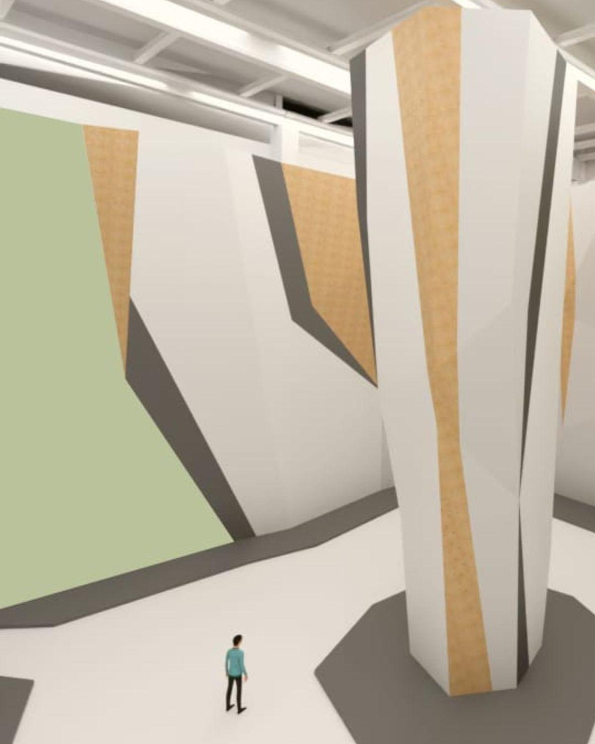 Una de las fotos recreando el futuro centro de escalada del Stadium Las Fuentes.