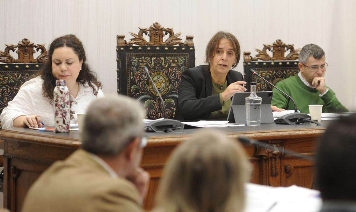 Paula Fernández Pena se dirige a Ignacio Maril, en un momento del pleno.