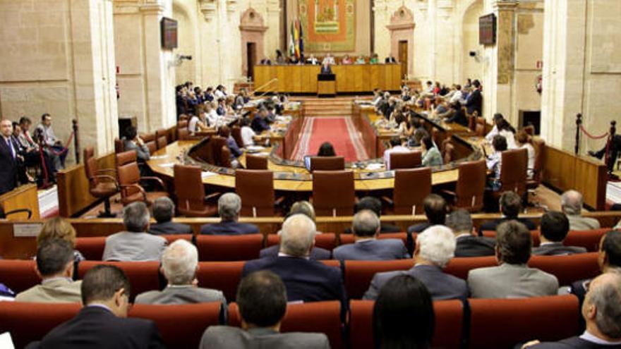 Imagen del Pleno del Parlamento durante el discurso de Griñán.