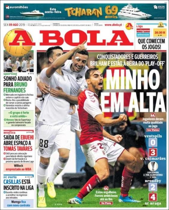 Portada A Bola Viernes 9 de Agosto