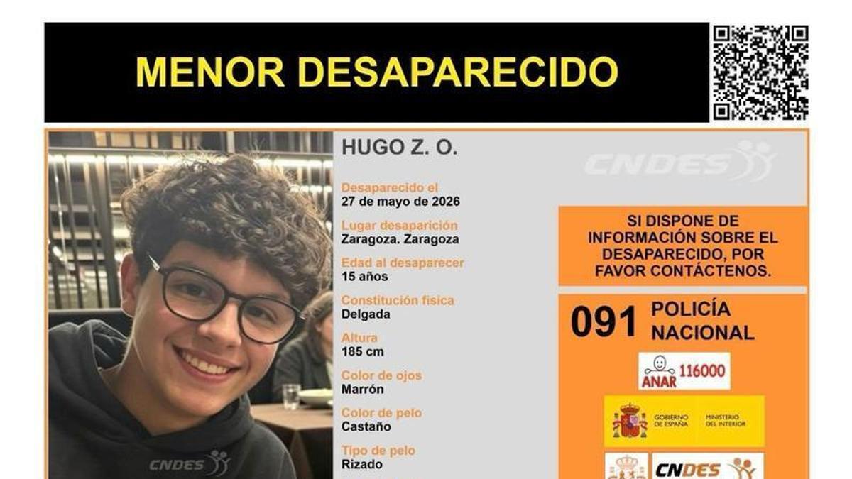 Buscan en Zaragoza a un menor de 15 años desaparecido desde el 27 de mayo
