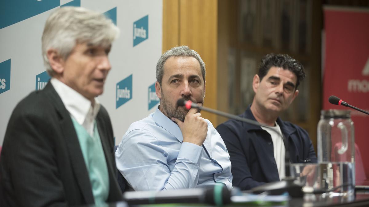 Josep Maria Argimon, Ramon Bacardit i Jordi Morillo, a la sala d’actes del Montepio