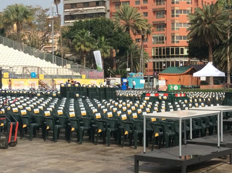 Lluvia en el escenario del Carnaval de Las Palmas de Gran Canaria