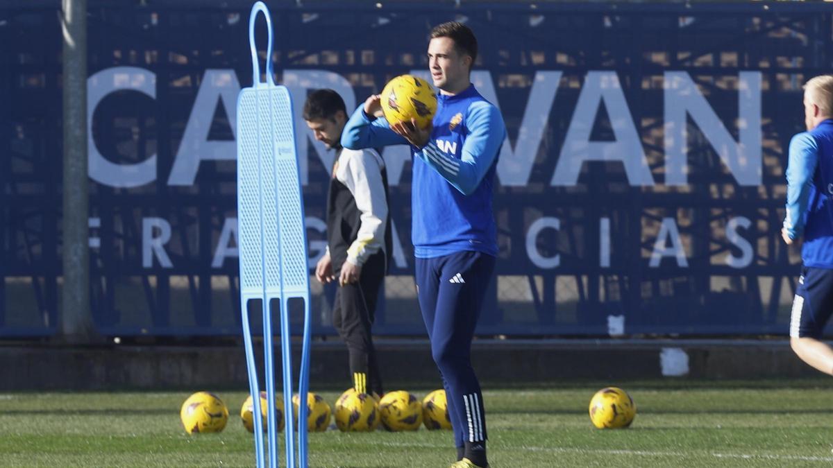 Borge, durante un entrenamiento con el Zaragoza.