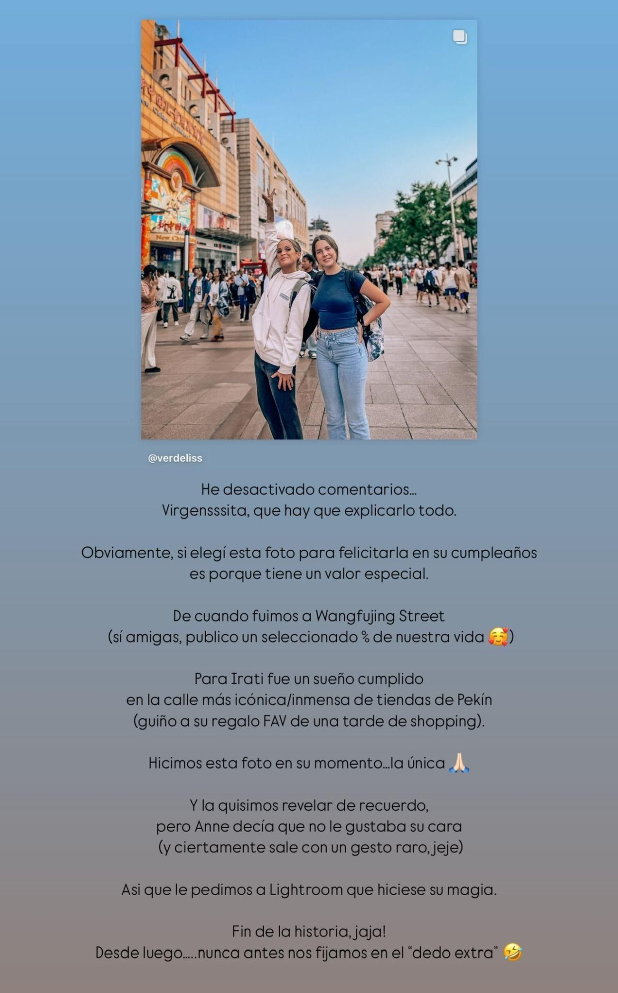 La explicación de Verdeliss a sus 'seis dedos' en su última publicación
