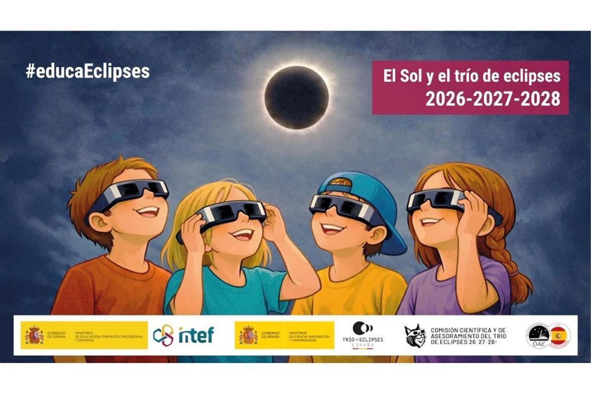Cartela con los datos sobre la formación gratuita para profesorado y ciudadanía sobre el seguimiento de los eclipses.