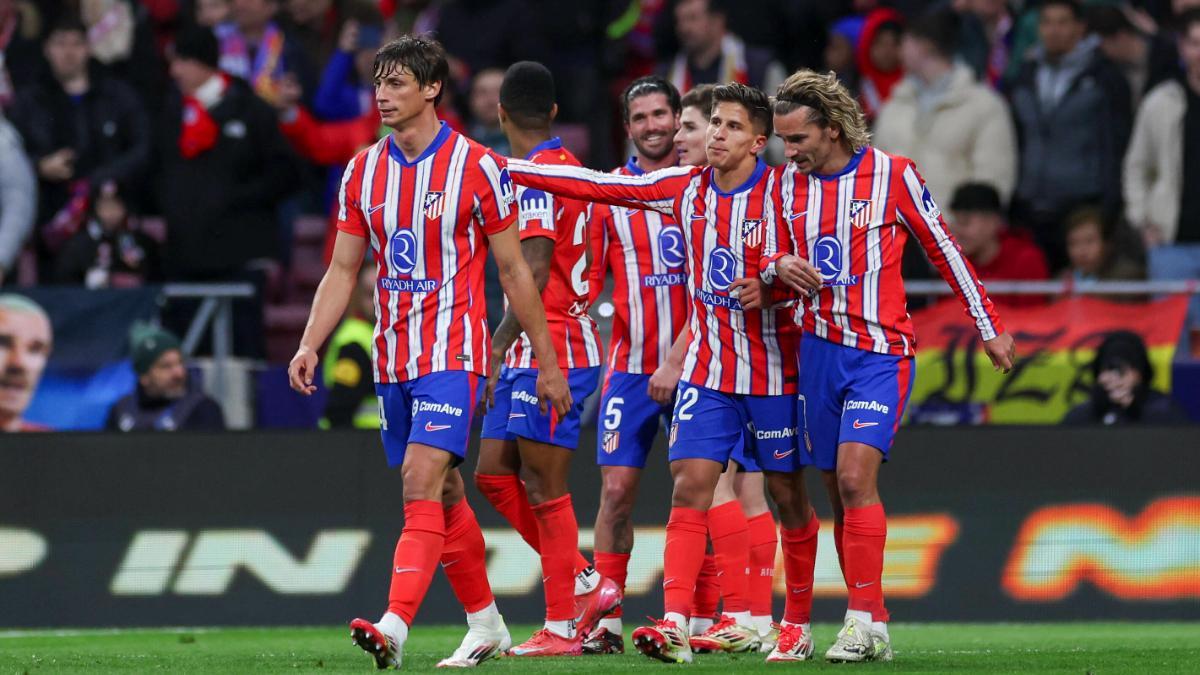 Los jugadores del Atlético de Madrid, celebrando un gol