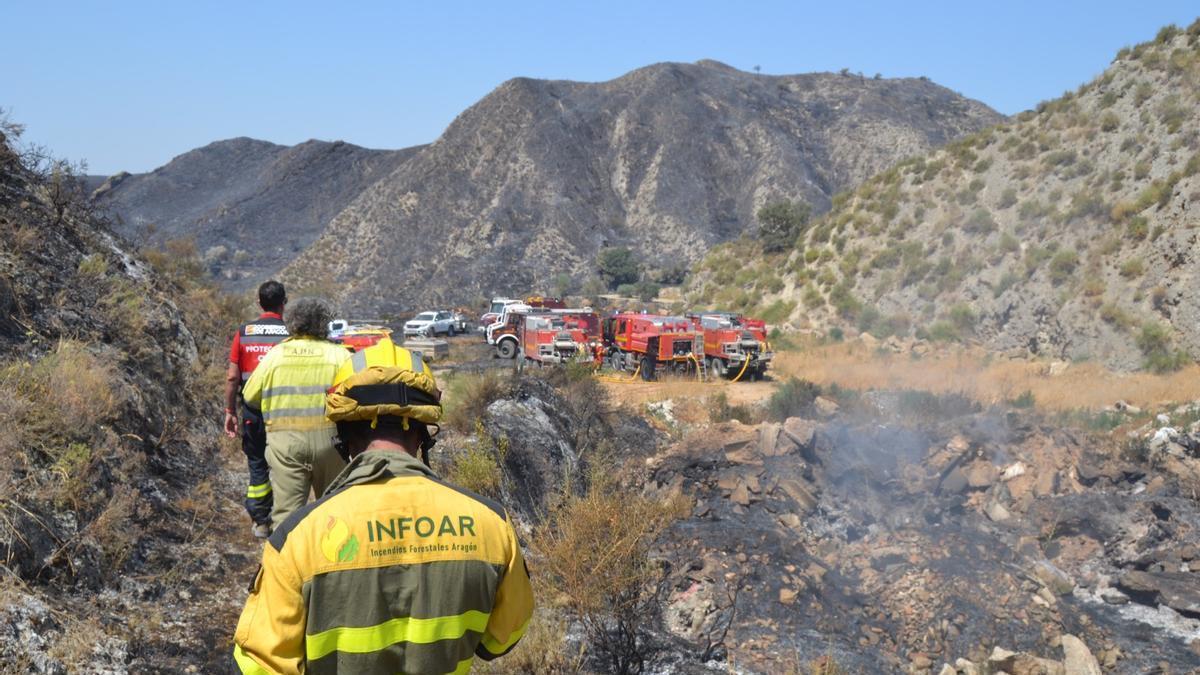 El dispositivo de Infoar, trabajando en el incendio de Castillonroy.