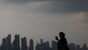 El cielo con nubes de Doha, este miércoles.