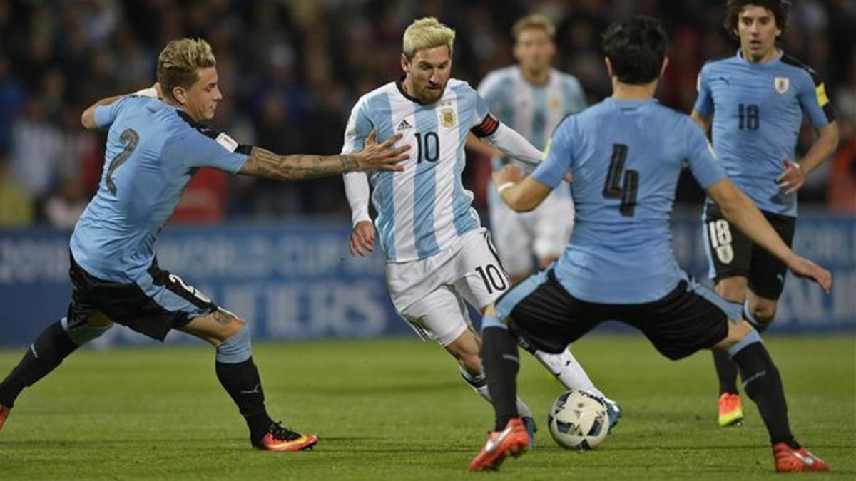 Messi, en el partido ante Uruguay