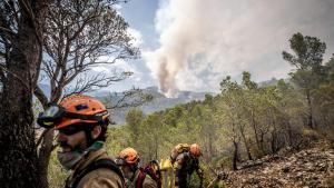 Dentro del incendio en Baix Ebre: los bomberos trabajan a contra reloj en el incendio forestal en Paüls